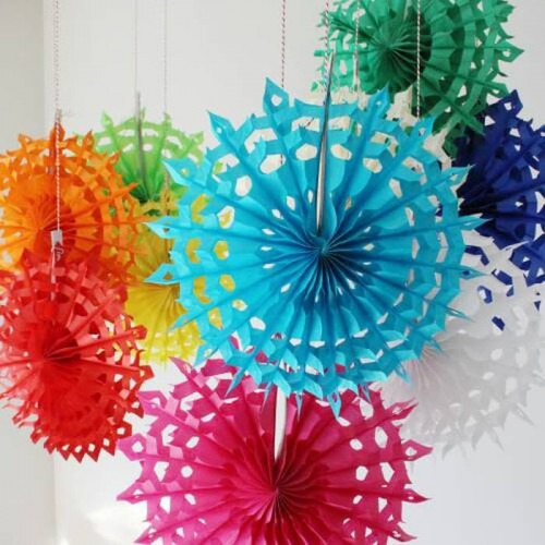 Snowflake Paper Fan 10"